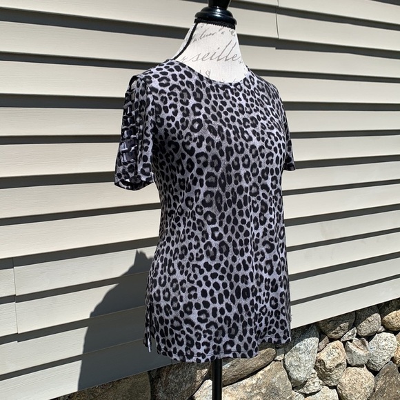 MICHAEL MICHAEL KORS Gunmetal Leopard Print T-Shirt - Picture 2 of 14